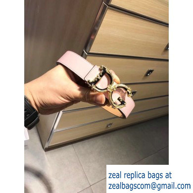 Dolce & Gabbana Width 3cm Belt Pink with Baroque DG Logo - Click Image to Close